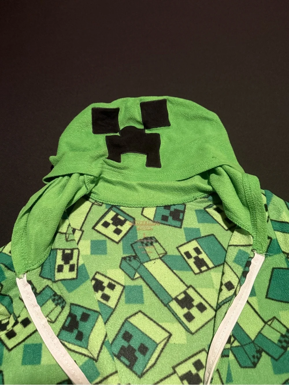 Minecraft Creeper Green Kids Hooded Onesie Pajamas